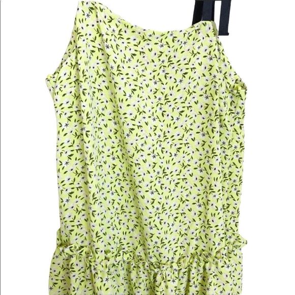 TOPSHOP Floral Print Drop Waist Midi Dress in Neon Green NEW tie straps - Picture 7 of 8